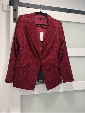 White House Black Market Red Sequin Blazer